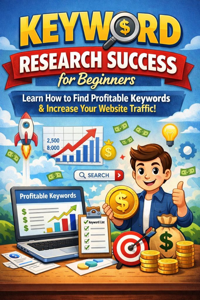 Beginner blogger achieving success by using low competition keywords to rank fast and increase organic traffic.