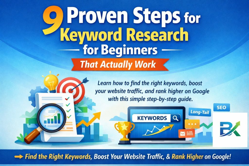 Charts showing keyword research success and traffic growth for beginners