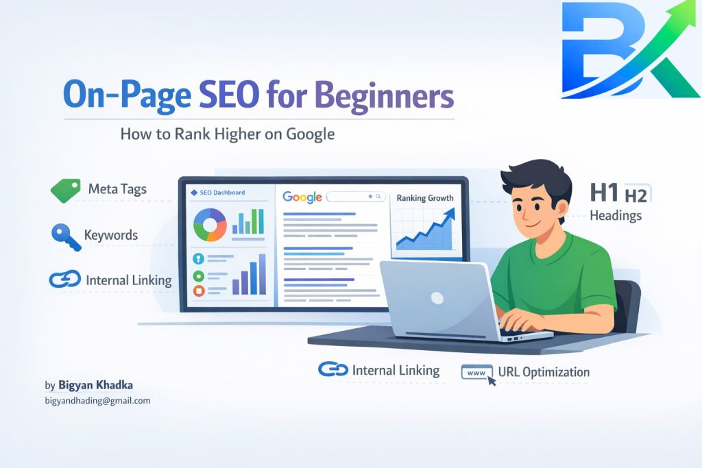 On-page SEO for beginners checklist showing 12 proven optimization tips to improve Google rankings