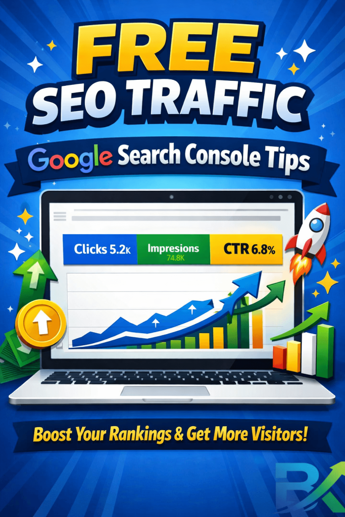 Google Search Console dashboard showing clicks and impressions for SEO beginners
