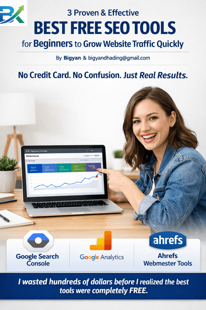 Best Free SEO Tools for Beginners – Traffic Growth Featured Image best free SEO tools for beginners showing traffic growth dashboard