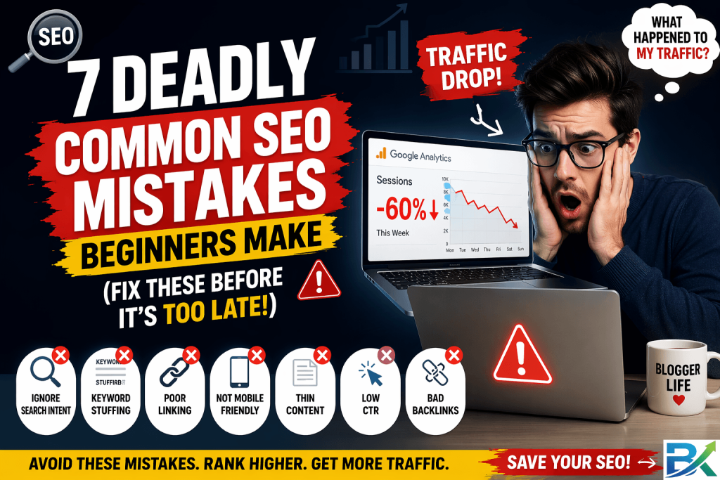 Common SEO mistakes beginners make causing traffic drop and Google ranking loss