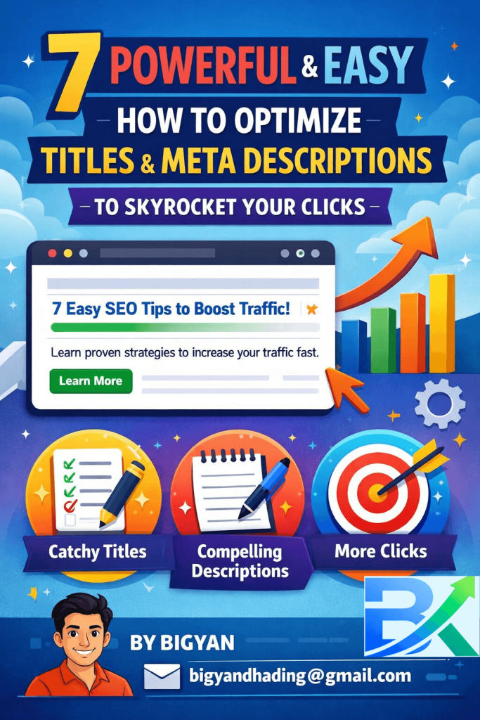 infographic showing how to optimize titles and meta descriptions to increase click through rate and boost SEO traffic
