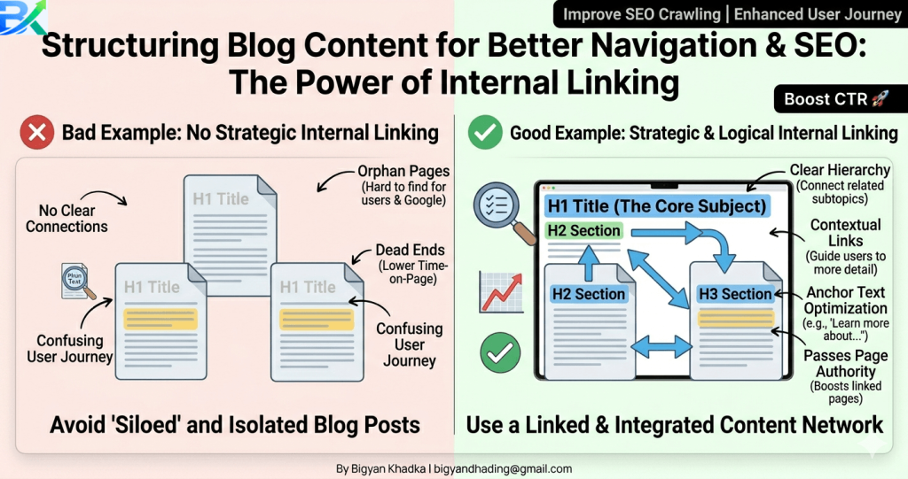 : internal linking strategy for beginners diagram showing page connections