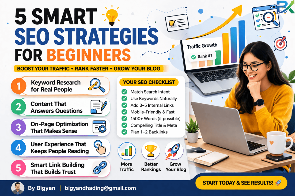 smart SEO strategies for beginners showing blog traffic growth and success