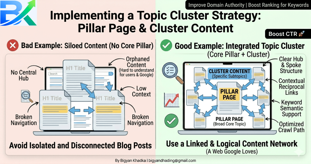  internal linking strategy for beginners topic cluster diagram