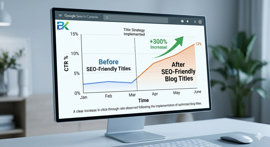 Graph showing click-through rate increase after using SEO-friendly blog titles strategy