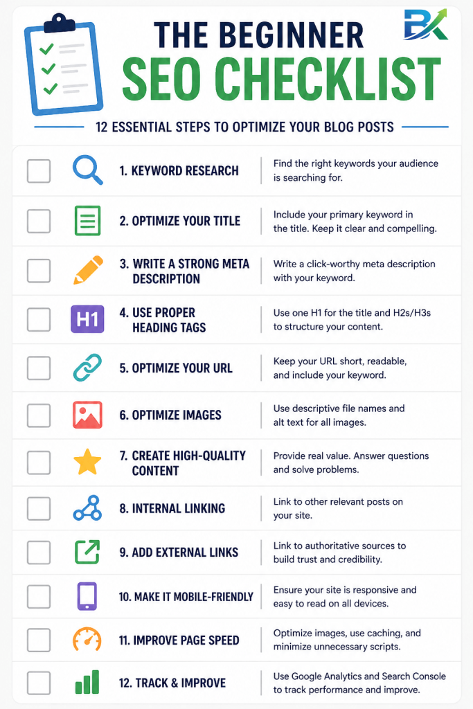  Printable checklist of on-page SEO optimization techniques for beginners